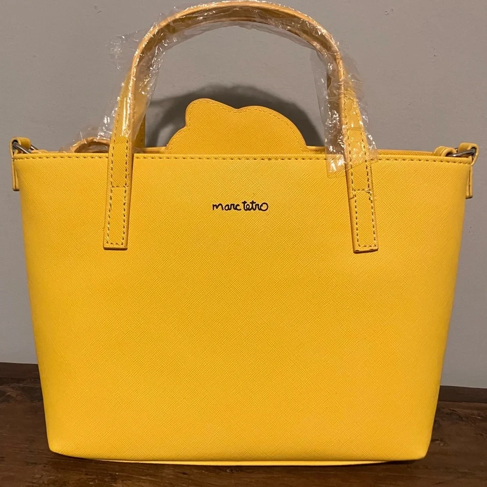 Yellow Dachshund Graphic Tote Bag with Wallet and Wristlet - Picture 3 of 11